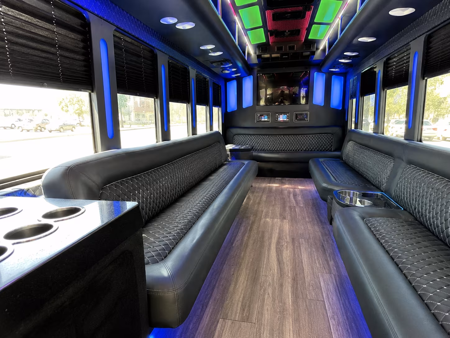 akron 15 passenger party bus inside