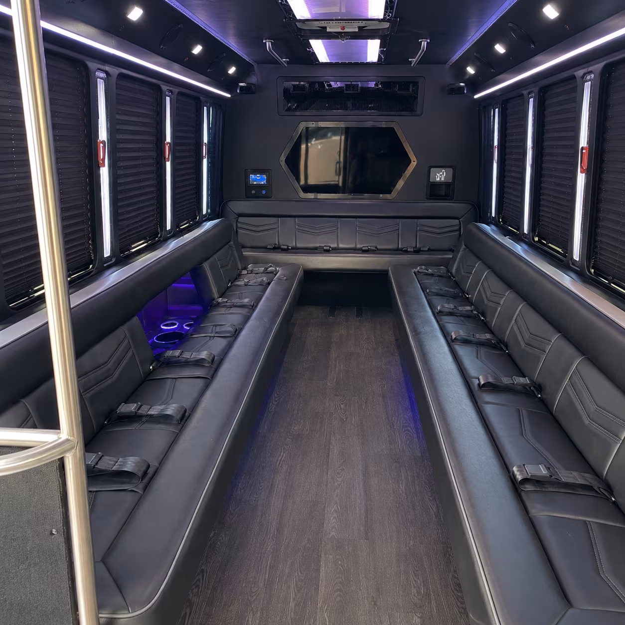 akron 18 passenger party bus interior