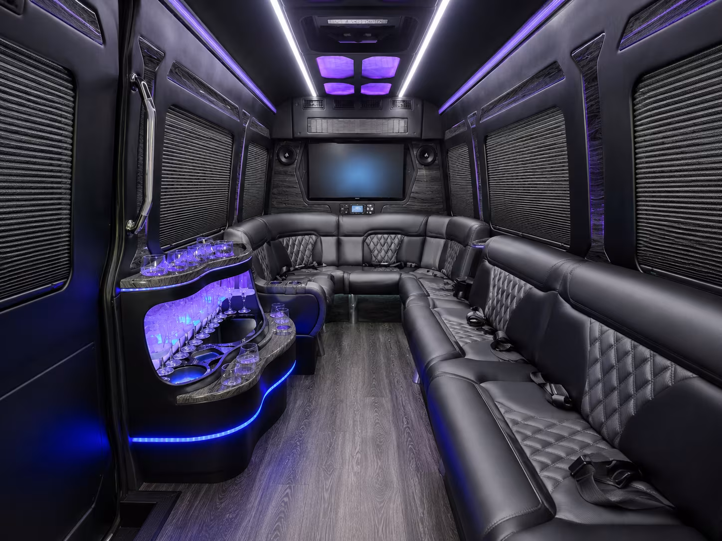 akron 20 passenger party bus interior