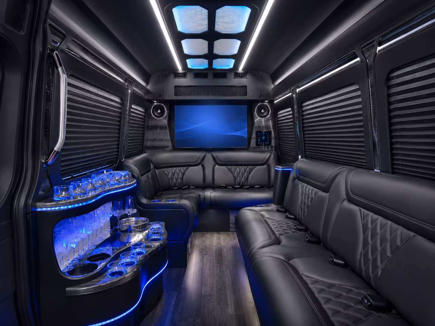 akron 25 passenger party bus interior