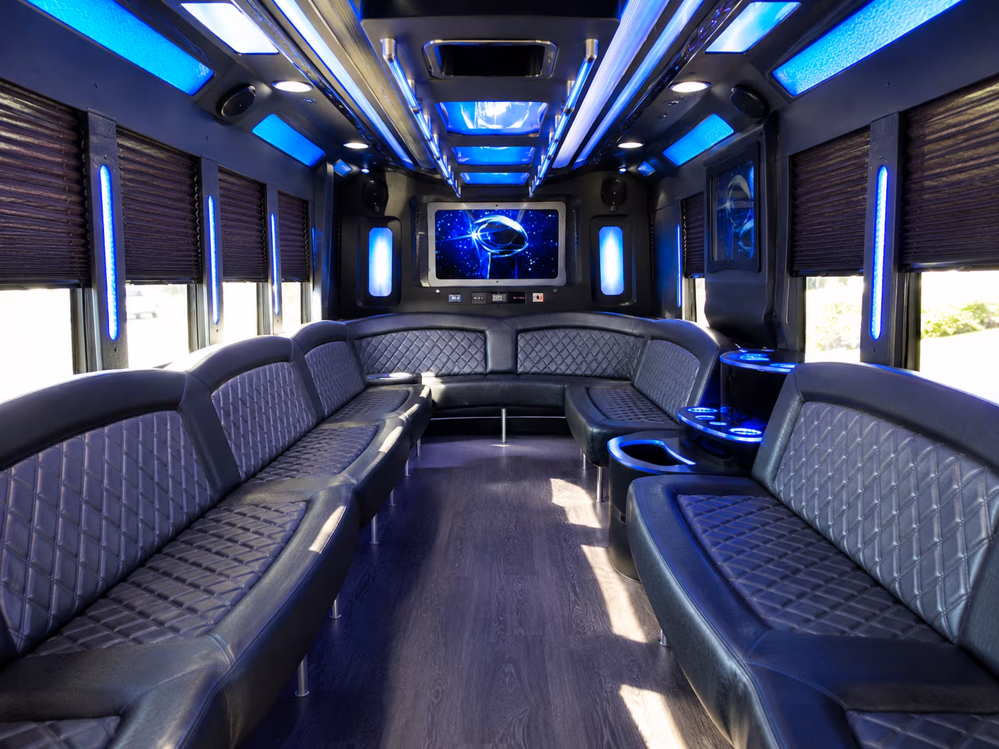 akron 28 passenger party bus inside