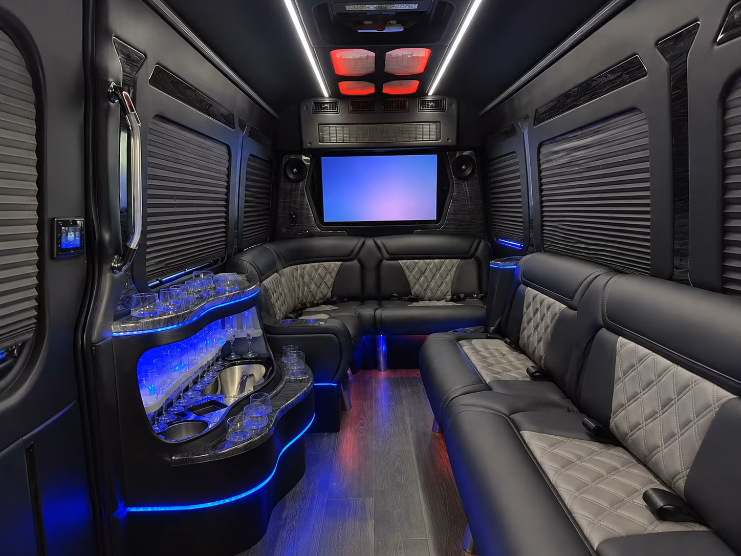 akron 30 passenger party bus inside