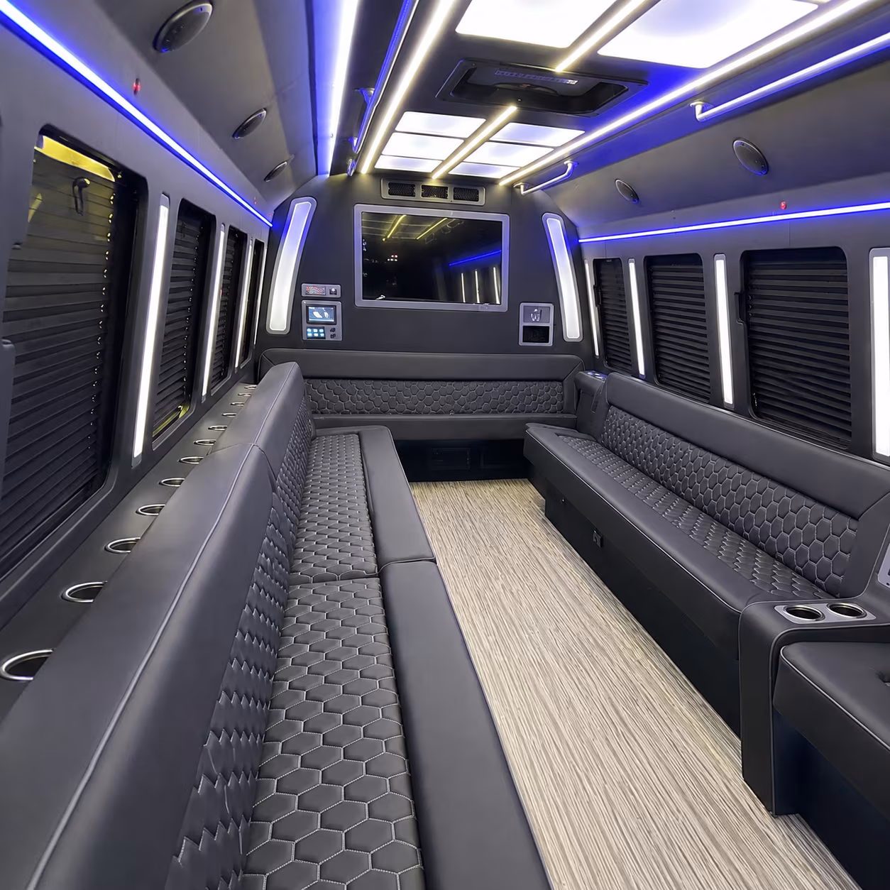 akron 40 passenger party bus inside